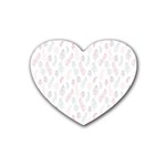 Whimsical Feather Pattern, soft colors, Heart Coaster (4 pack) Front