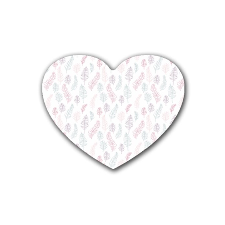 Whimsical Feather Pattern, soft colors, Heart Coaster (4 pack)