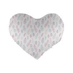 Whimsical Feather Pattern, soft colors, Standard 16  Premium Heart Shape Cushion 