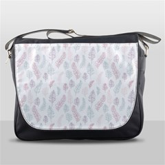 Whimsical Feather Pattern, soft colors, Messenger Bag