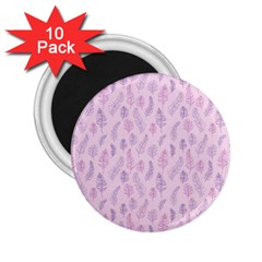 Whimsical Feather Pattern, Pink & Purple, 2 25  Magnet (10 Pack) by Zandiepants