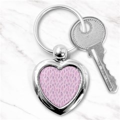 Whimsical Feather Pattern, Pink & Purple, Key Chain (heart) by Zandiepants