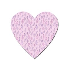 Whimsical Feather Pattern, Pink & Purple, Magnet (heart) by Zandiepants