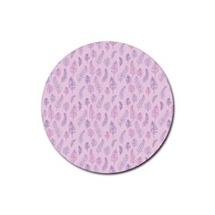 Whimsical Feather Pattern, Pink & Purple, Rubber Round Coaster (4 Pack) by Zandiepants