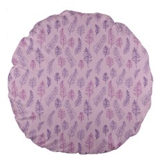 Whimsical Feather Pattern, Pink & Purple, Large 18  Premium Round Cushion  by Zandiepants