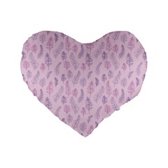 Whimsical Feather Pattern, Pink & Purple, Standard 16  Premium Heart Shape Cushion  by Zandiepants