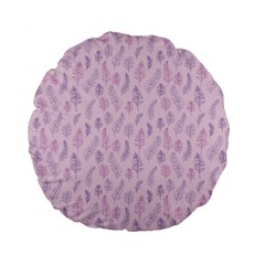 Whimsical Feather Pattern, Pink & Purple, Standard 15  Premium Flano Round Cushion  by Zandiepants