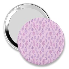 Whimsical Feather Pattern, Pink & Purple, 3  Handbag Mirror by Zandiepants