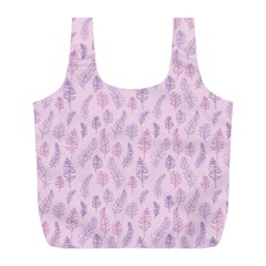 Whimsical Feather Pattern, Pink & Purple, Full Print Recycle Bag (l) by Zandiepants