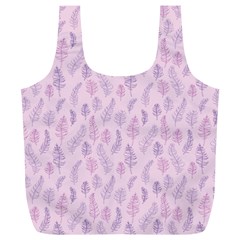 Whimsical Feather Pattern, Pink & Purple, Full Print Recycle Bag (xl) by Zandiepants