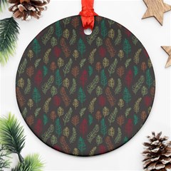 Whimsical Feather Pattern, Autumn Colors, Ornament (round) by Zandiepants