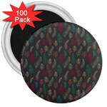 Whimsical Feather Pattern, autumn colors, 3  Magnet (100 pack) Front