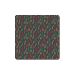 Whimsical Feather Pattern, Autumn Colors, Magnet (square) by Zandiepants