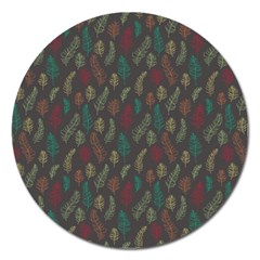 Whimsical Feather Pattern, Autumn Colors, Magnet 5  (round) by Zandiepants