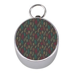 Whimsical Feather Pattern, Autumn Colors, Silver Compass (mini) by Zandiepants