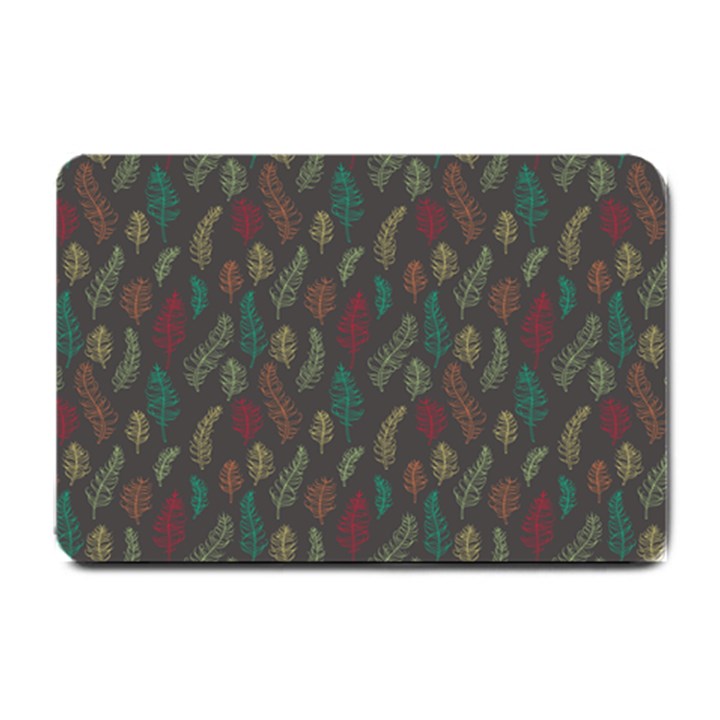 Whimsical Feather Pattern, autumn colors, Small Doormat