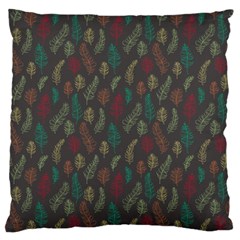 Whimsical Feather Pattern, Autumn Colors, Large Cushion Case (one Side) by Zandiepants