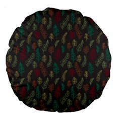 Whimsical Feather Pattern, Autumn Colors, Large 18  Premium Round Cushion  by Zandiepants