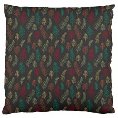 Whimsical Feather Pattern, Autumn Colors, Large Flano Cushion Case (one Side) by Zandiepants