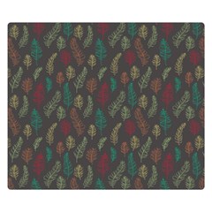 Whimsical Feather Pattern, Autumn Colors, Double Sided Flano Blanket (small)