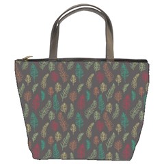 Whimsical Feather Pattern, Autumn Colors, Bucket Bag by Zandiepants