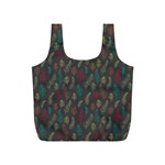 Whimsical Feather Pattern, autumn colors, Full Print Recycle Bag (S) Back