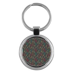 Whimsical Feather Pattern, Autumn Colors, Key Chain (round) by Zandiepants