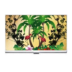 Tropical Design With Flamingo And Palm Tree Business Card Holders by FantasyWorld7