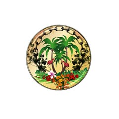 Tropical Design With Flamingo And Palm Tree Hat Clip Ball Marker (10 Pack) by FantasyWorld7