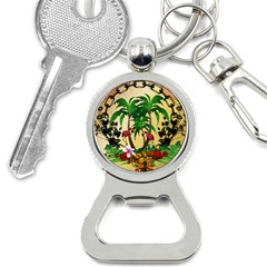 Tropical Design With Flamingo And Palm Tree Bottle Opener Key Chains by FantasyWorld7