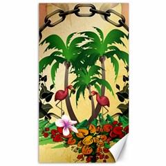 Tropical Design With Flamingo And Palm Tree Canvas 40  X 72  