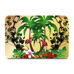 Tropical Design With Flamingo And Palm Tree Plate Mats