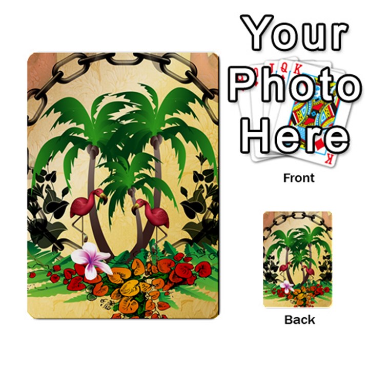 Tropical Design With Flamingo And Palm Tree Multi-purpose Cards (Rectangle) 