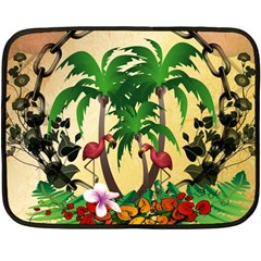 Tropical Design With Flamingo And Palm Tree Fleece Blanket (mini)