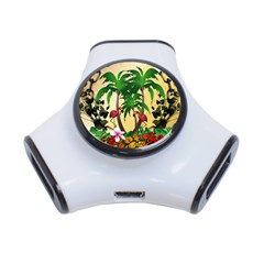 Tropical Design With Flamingo And Palm Tree 3-port Usb Hub by FantasyWorld7