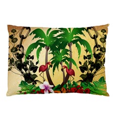 Tropical Design With Flamingo And Palm Tree Pillow Case (two Sides)