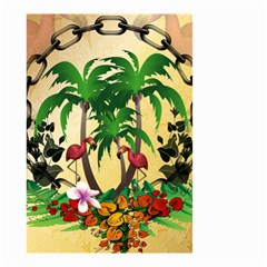 Tropical Design With Flamingo And Palm Tree Small Garden Flag (two Sides)