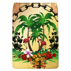 Tropical Design With Flamingo And Palm Tree Flap Covers (l)  by FantasyWorld7