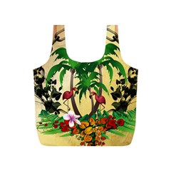 Tropical Design With Flamingo And Palm Tree Full Print Recycle Bags (s)  by FantasyWorld7