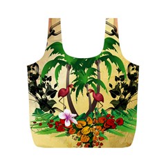 Tropical Design With Flamingo And Palm Tree Full Print Recycle Bags (m)  by FantasyWorld7