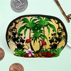 Tropical Design With Flamingo And Palm Tree Accessory Pouches (medium) 