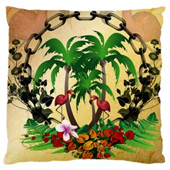 Tropical Design With Flamingo And Palm Tree Standard Flano Cushion Case (one Side)