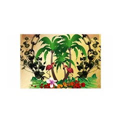 Tropical Design With Flamingo And Palm Tree Satin Wrap