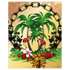 Tropical Design With Flamingo And Palm Tree Drawstring Bag (small)