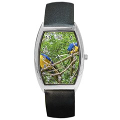 South American Couple Of Parrots Barrel Style Metal Watch by dflcprints