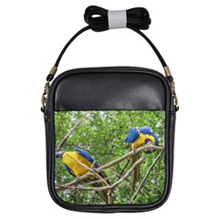 South American Couple Of Parrots Girls Sling Bags by dflcprints