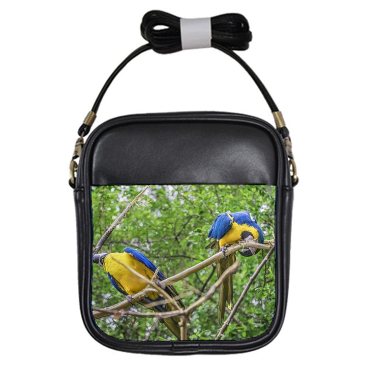 South American Couple Of Parrots Girls Sling Bags