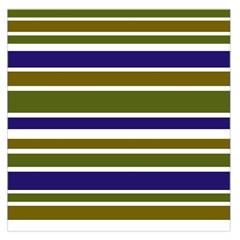 Olive Green Blue Stripes Pattern Large Satin Scarf (square)