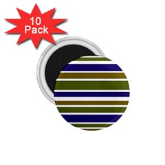 Olive Green Blue Stripes Pattern 1 75  Magnets (10 Pack)  by BrightVibesDesign