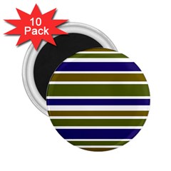 Olive Green Blue Stripes Pattern 2 25  Magnets (10 Pack)  by BrightVibesDesign